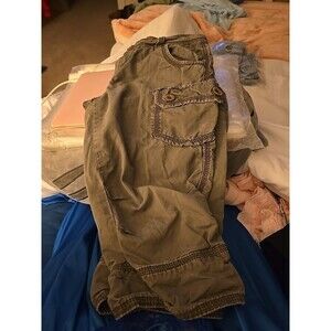 VINTAGE Y2K Mudd Cargo Skinnies  Olive Green  Sz1 Metal Buttons  Juniors/women